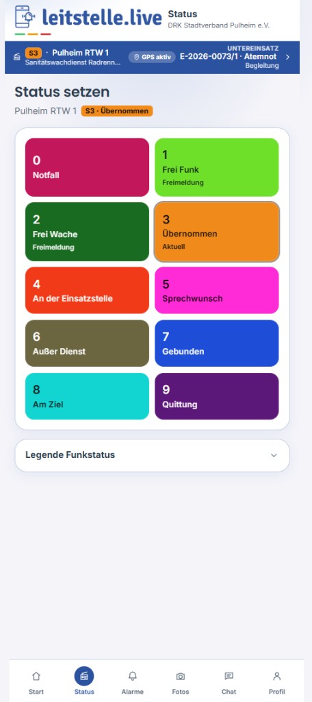 Einsatz-App: Status setzen